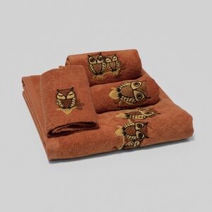 Vintage 70’s Martex 4-Piece Embroidered Owl Towel & Washcloth Set